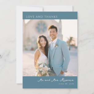 Joyful Teal Elegant Photo Thank You Card