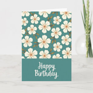 Joyful Teal Floral Birthday Card
