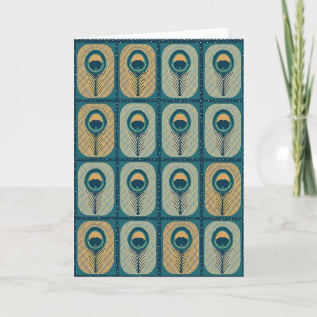Joyful Teal Pattern Birthday Card (Front)