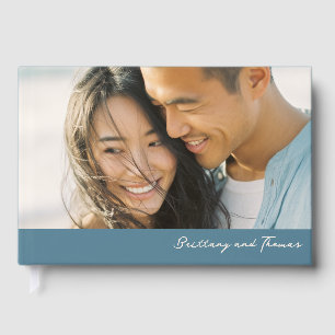 Joyful Teal Realistic Photo Guest Book