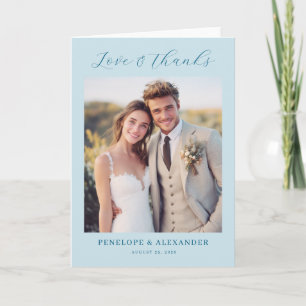 Joyful Teal Romantic Photo Thank You Card