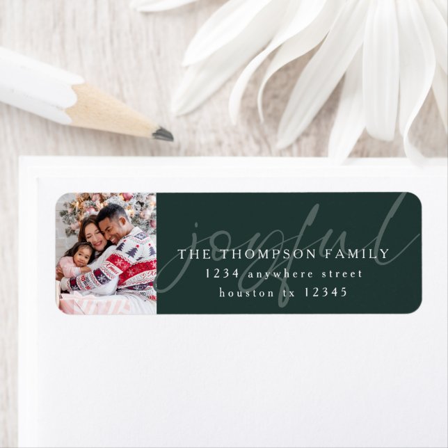 Joyful Text Overlay Photo Return Address Green Label (Insitu)