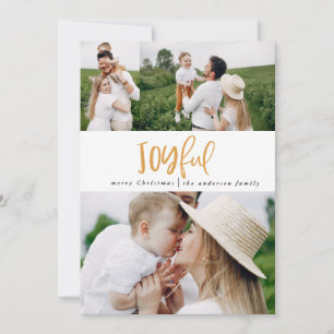 Joyful three photo script tartan family holiday