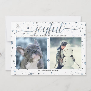 JOYFUL Tidings Colour-Matching Typography 2-Photo Holiday Card