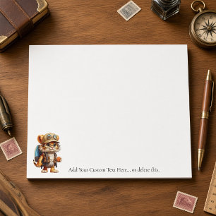 Joyful Tiger Cub with Backpack and coffee Notepad