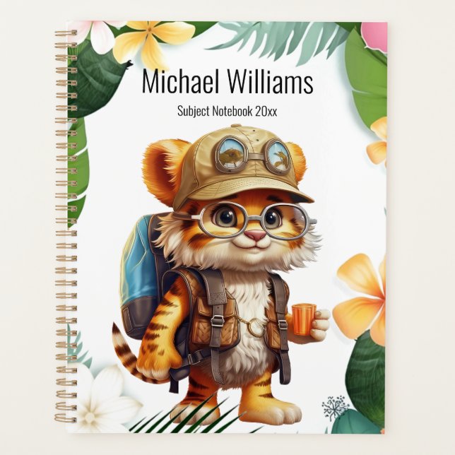 Joyful Tiger Cub with Backpack and coffee Planner (Front)