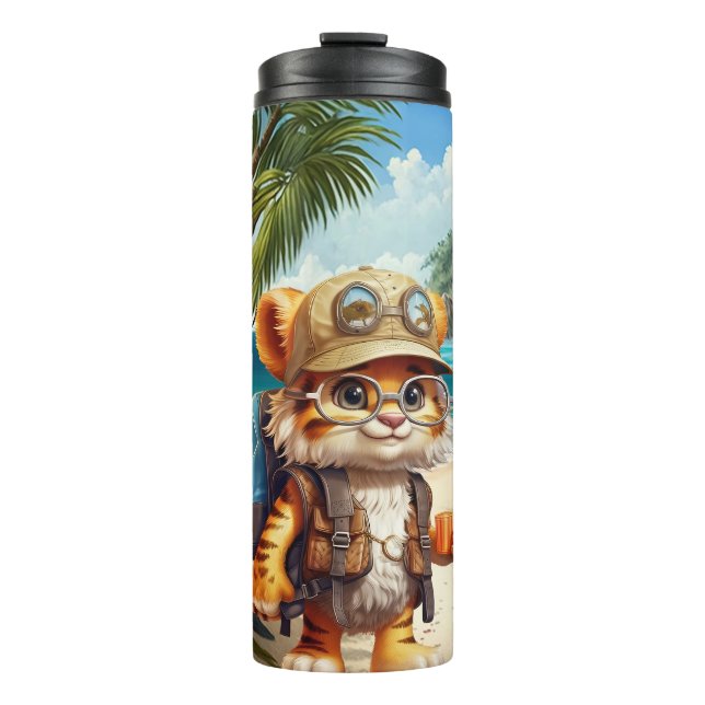 Joyful Tiger Cub with Backpack and coffee Thermal Tumbler (Front)