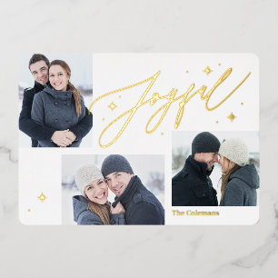 Joyful Times Foil Holiday Card Editable Colour