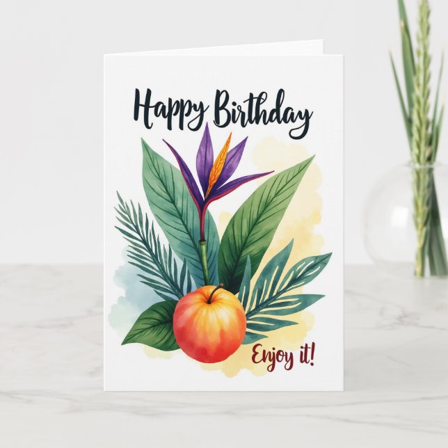 Joyful Tropical Bloom Birthday Card (Front)