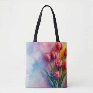 Joyful tulips watercolor Tote Bag