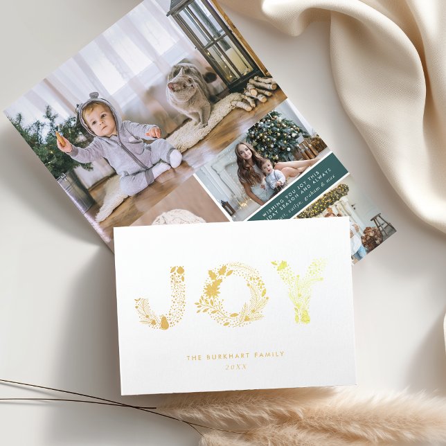 Joyful Type | Christmas Photo Gold Foil Card (Creator Uploaded)