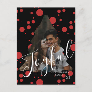 JOYFUL Typography Custom Christmas Tree 1 photo Postcard