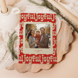 Joyful Typography Pattern Photo Holiday Card