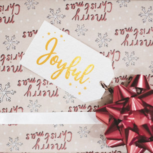 Joyful Typography Script Modern Christmas Gift Tags