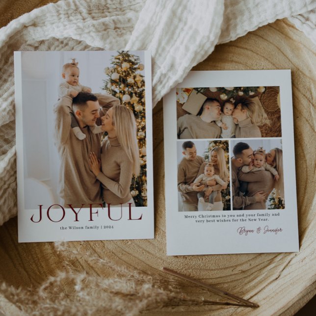 Joyful Typography Simple Minimalist Photo Holiday Card (Creator Uploaded)