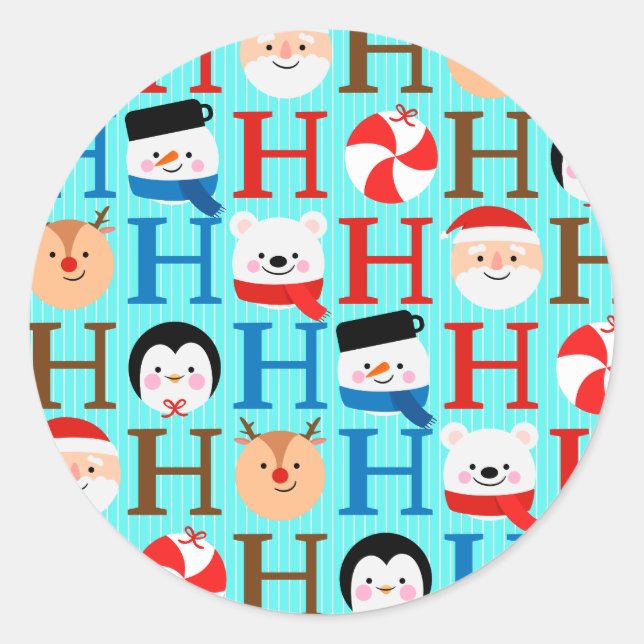 Joyful Unique Festive Christmas Script Classic Round Sticker (Front)
