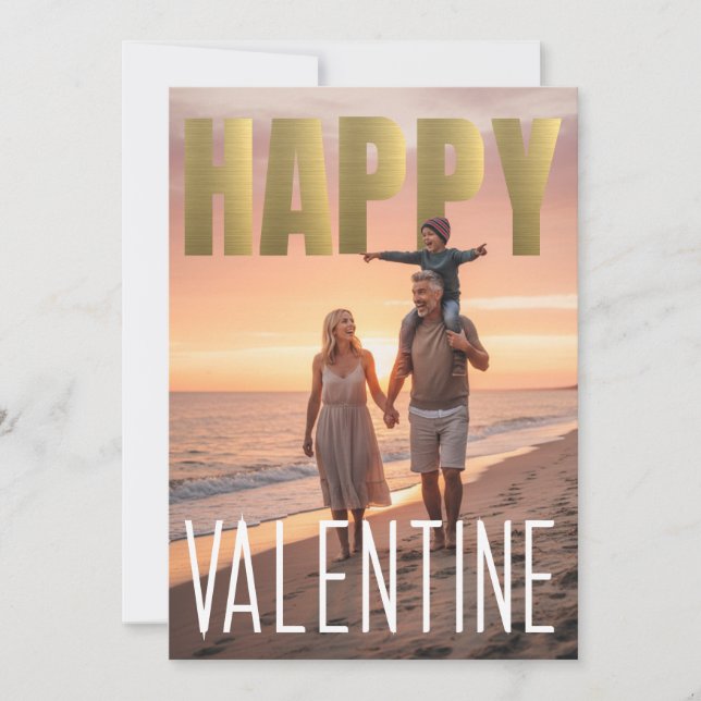 Joyful Valentine's Day PhotoPop Sunset Background Holiday Card (Front)