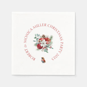 Joyful Vibe Christmas flowers & red apples bouquet Napkin