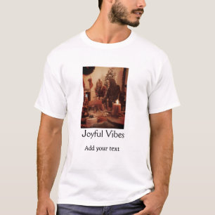 Joyful Vibes add family Christmas photo name simpl T-Shirt