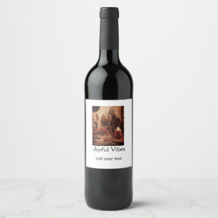 Joyful Vibes add family Christmas photo name simpl Wine Label
