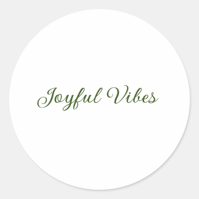 Joyful vibes christmas green holiday family name classic round sticker (Front)