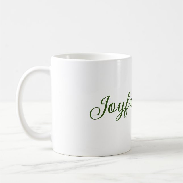Joyful vibes christmas green holiday family name coffee mug (Left)
