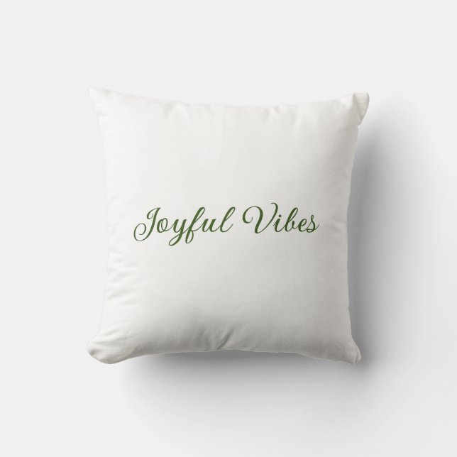 Joyful vibes christmas green holiday family name cushion (Front)