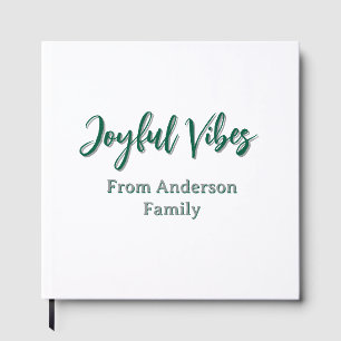 Joyful vibes christmas green holiday family name guest book