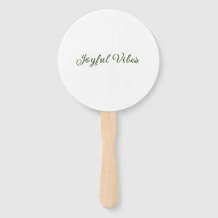 Joyful vibes christmas green holiday family name hand fan
