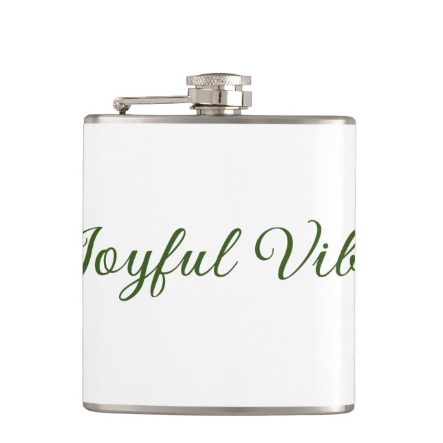 Joyful vibes christmas green holiday family name hip flask (Front)