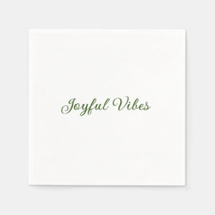 Joyful vibes christmas green holiday family name napkin