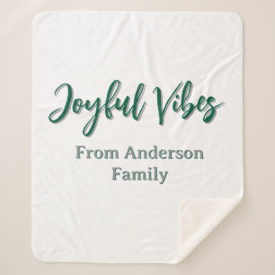 Joyful vibes christmas green holiday family name sherpa blanket