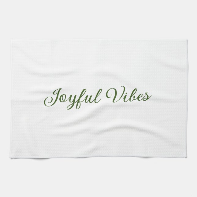 Joyful vibes christmas green holiday family name tea towel (Horizontal)