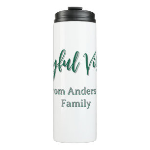 Joyful vibes christmas green holiday family name thermal tumbler