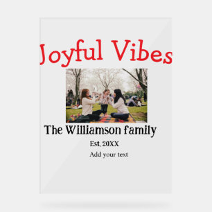 Joyful vibes Christmas holidays family photo gifts Acrylic Sign