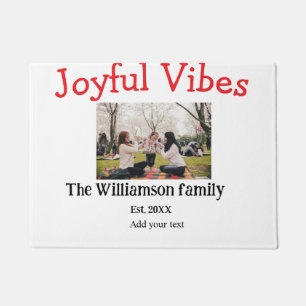 Joyful vibes Christmas holidays family photo gifts Doormat