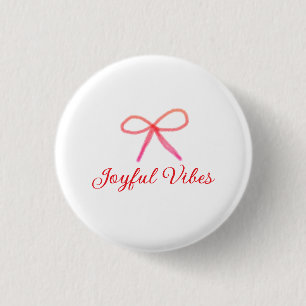 Joyful vibes christmas RED BOW holiday family name 3 Cm Round Badge