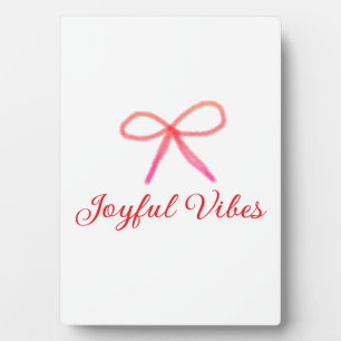 Joyful vibes christmas RED BOW holiday family name Plaque
