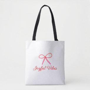 Joyful vibes christmas RED BOW holiday family name Tote Bag
