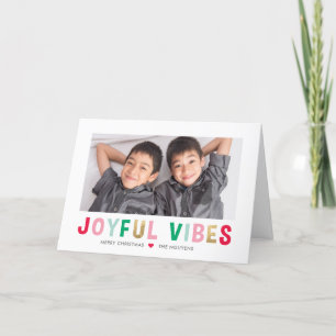 Joyful Vibes Editable Colour Folded Holiday Card