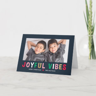 Joyful Vibes Editable Colour Folded Holiday Card