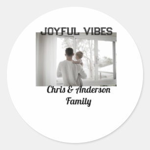 Joyful Vibes father son family Christmas holiday p Classic Round Sticker