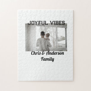 Joyful Vibes father son family Christmas holiday p Jigsaw Puzzle