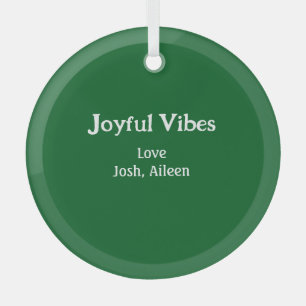 Joyful Vibes green Christmas holidays love family Glass Tree Decoration