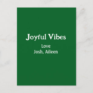 Joyful Vibes green Christmas holidays love family Holiday Postcard