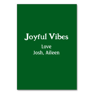 Joyful Vibes green Christmas holidays love family Table Number