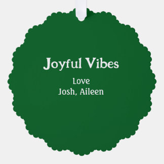 Joyful Vibes green Christmas holidays love family Tree Decoration Card