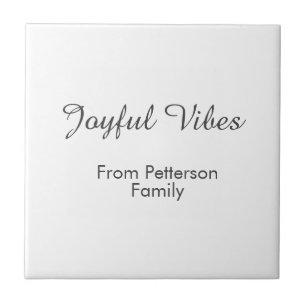 Joyful Vibes red Christmas add family name date Ceramic Tile