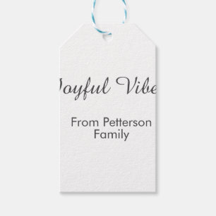 Joyful Vibes red Christmas add family name date Gift Tags