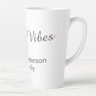 Joyful Vibes red Christmas add family name date  Latte Mug